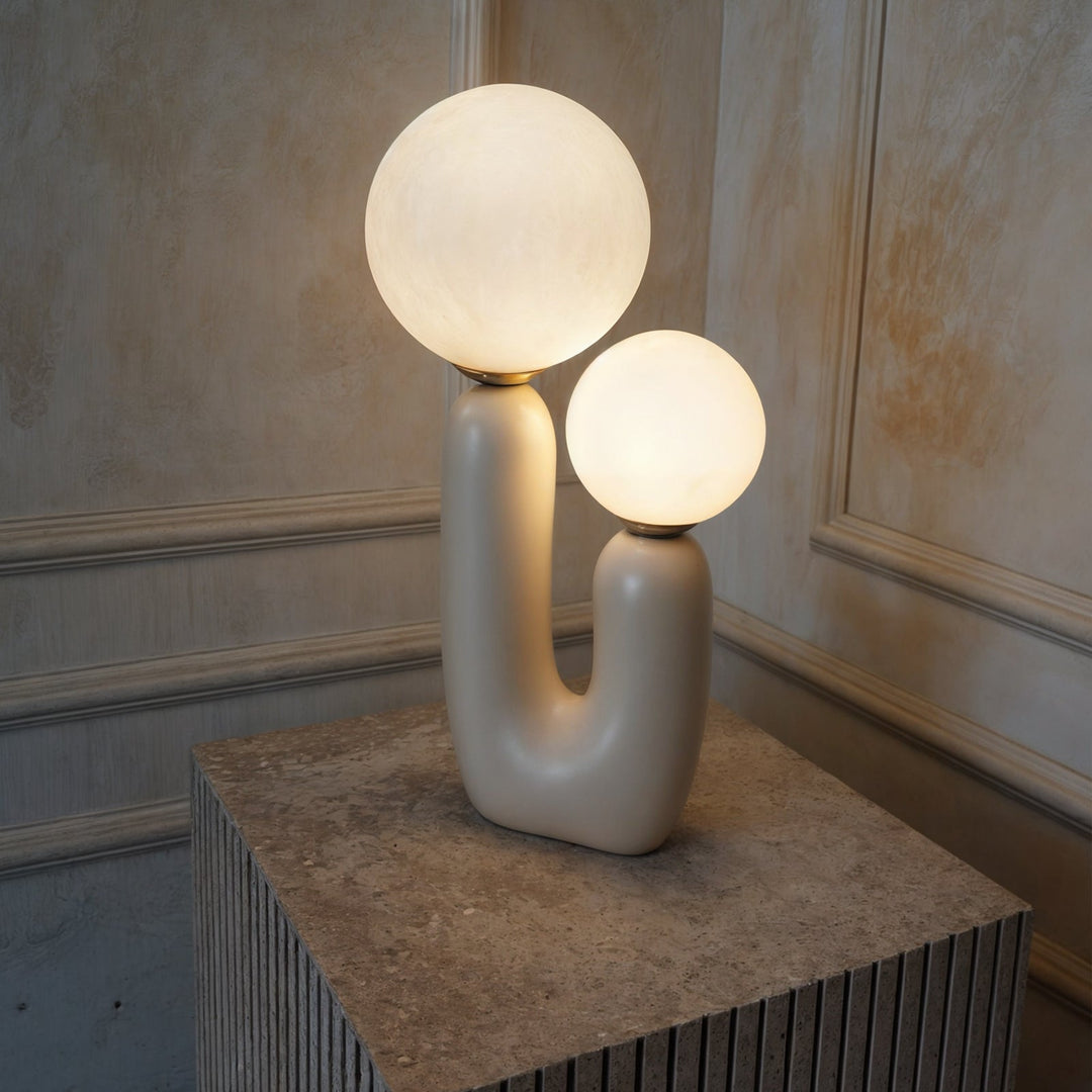 Athenea Tafellamp | U-Vormig Design met Dubbele Lichtbol | Beige of Groen