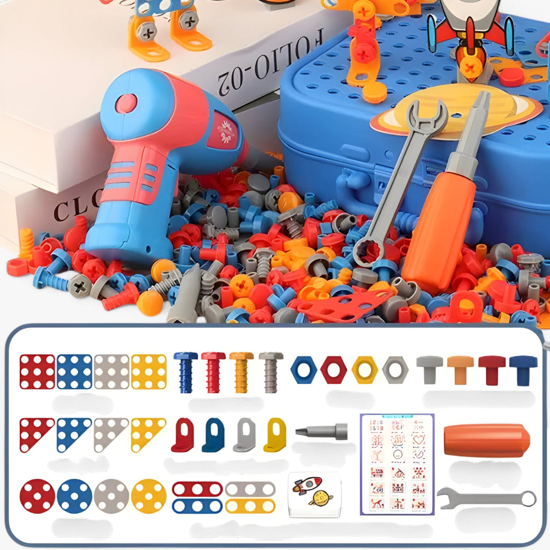 Screw Set™ | Elektrische Kinderboor & Bouwkoffer | Creatief & Educatief Speelplezier