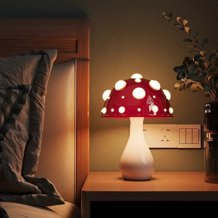 Amanita Tafellamp | Unieke Paddenstoel Lamp | Dimbare LED | Draadloos of Bedraad
