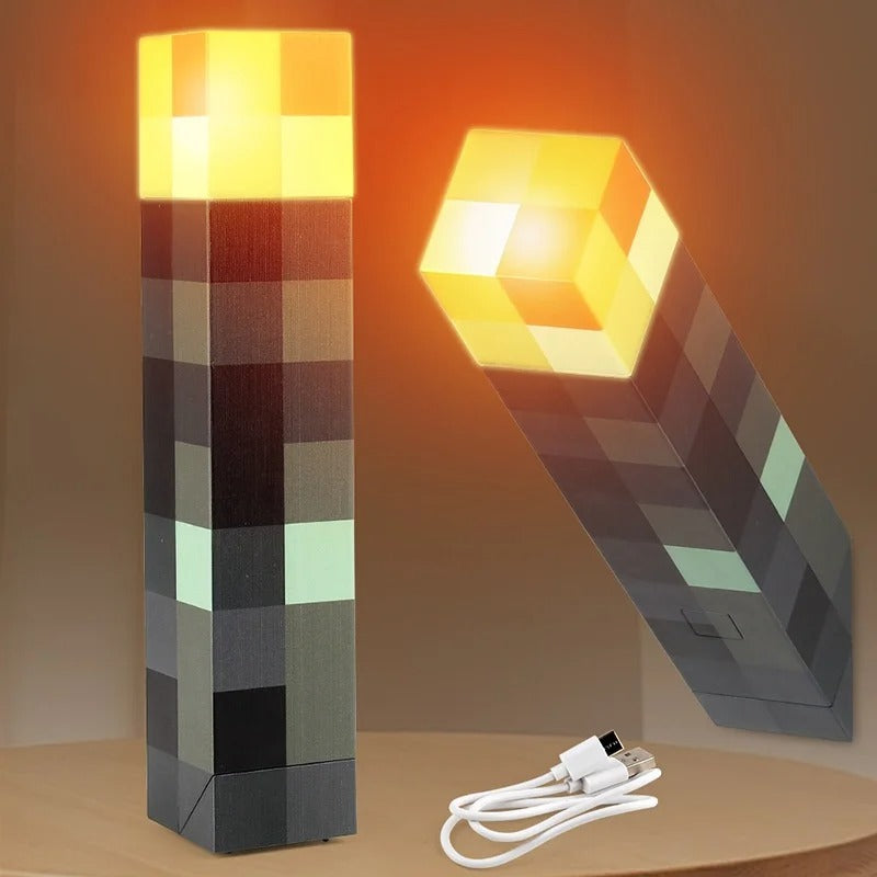 Minecraft Fakkel LED Lamp | Oplaadbare Nachtlamp, Tafellamp & Wandlamp