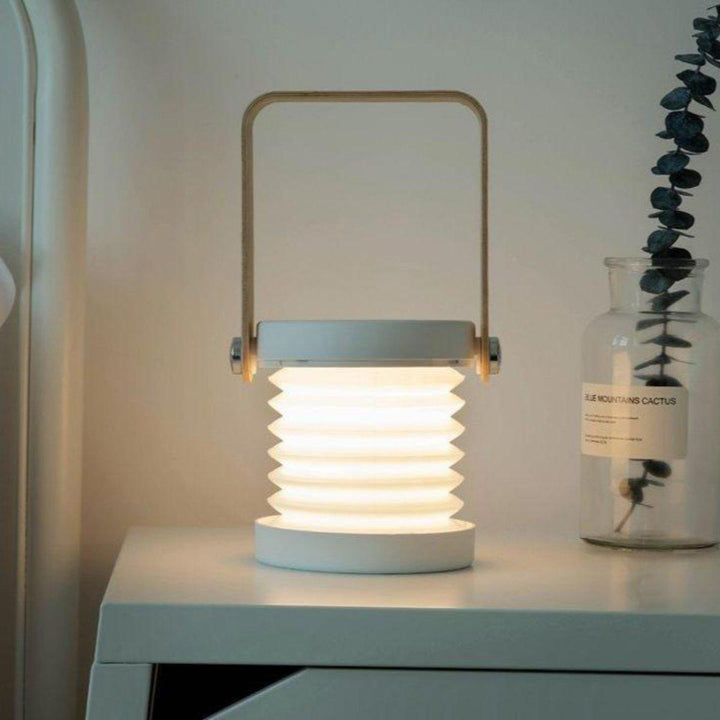 Opvouwbare Nachtlamp met Houten Handvat | Draagbare LED Leeslamp & Lantaarnlamp