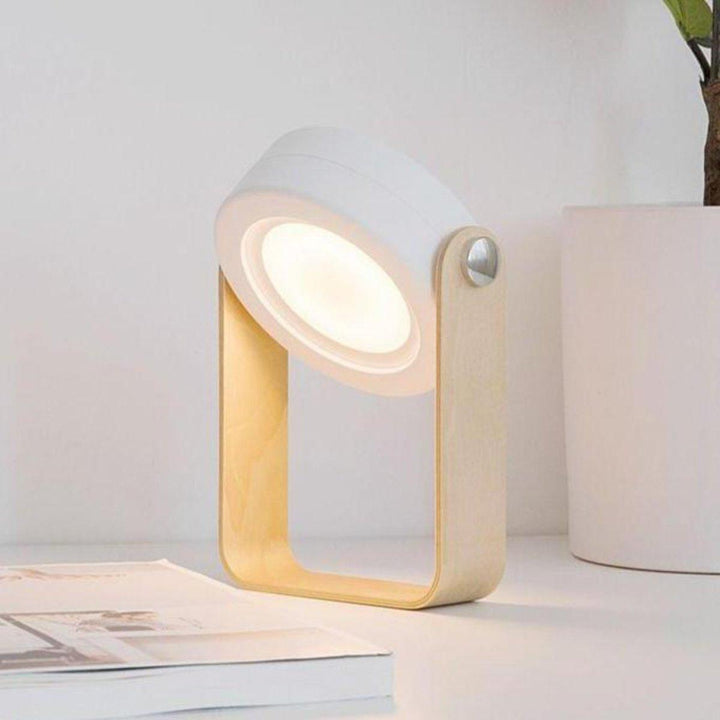 Opvouwbare Nachtlamp met Houten Handvat | Draagbare LED Leeslamp & Lantaarnlamp