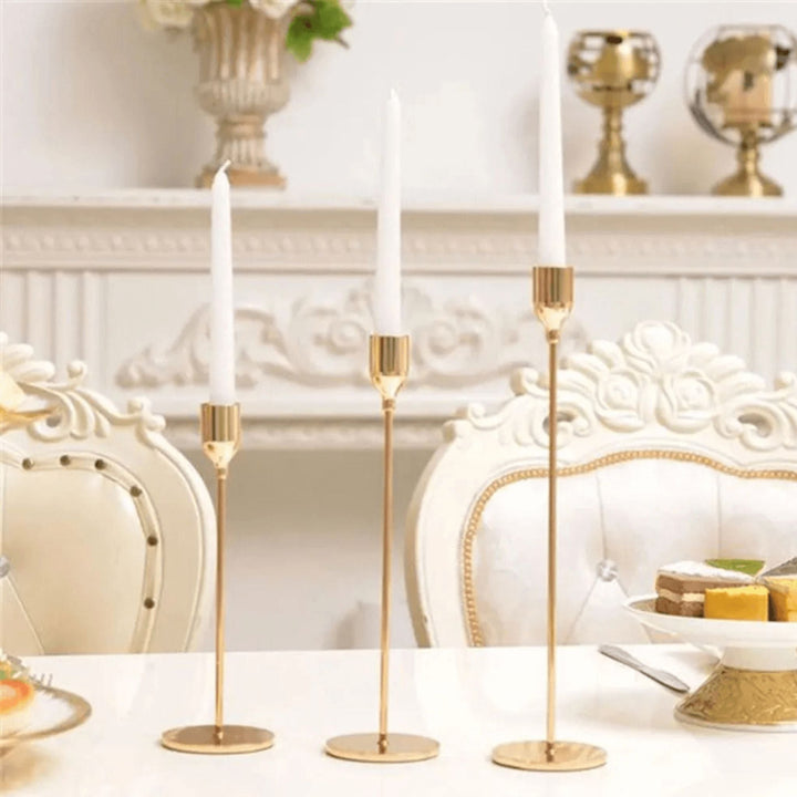 Set van 3 Gouden Kandelaren | Luxe Decoratie