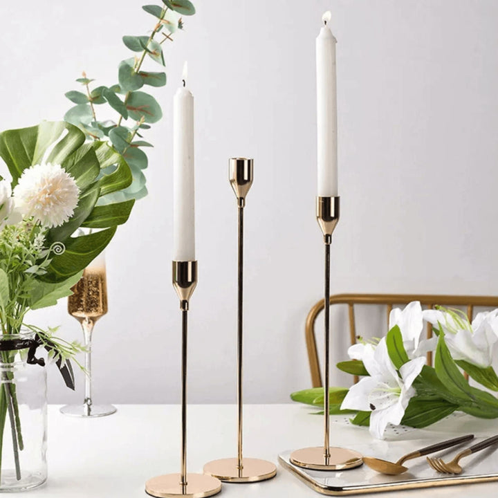 Set van 3 Gouden Kandelaren | Luxe Decoratie